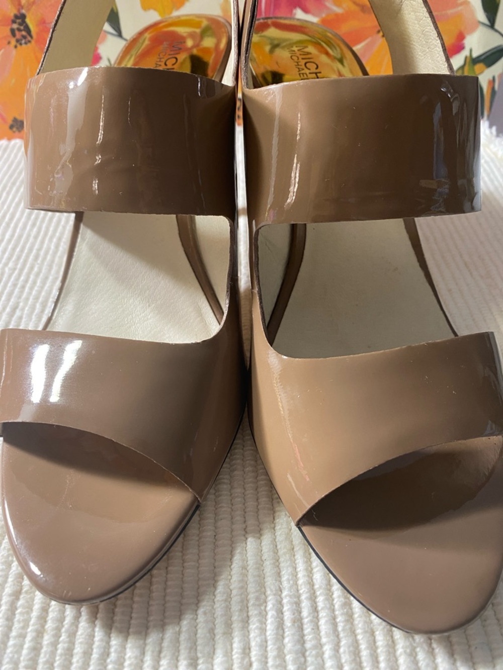 Michael Kors Nude Patent Double-Strap “Rochelle” Sandal